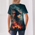 thumbnail image 6 of Domuza Womens Halloween Shirts Casual V Neck Short Sleeve Holiday Henley T Shirt Fall Spooky Funny Print Vintage Button Tops-C XL, 6 of 6