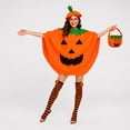 thumbnail image 3 of LEKWK Clearance Pumpkin Costume Adult Halloween Costume with Hat Basket Glasses Earrings and Striped Thigh‑High Socks Cosplay Theme Party Dress up, 3 of 8
