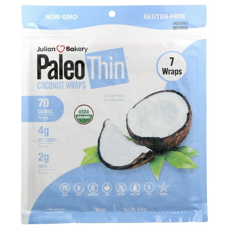 Julian Bakery PaleoThin®, Coconut Wraps, 7 Wraps, 4.4 oz