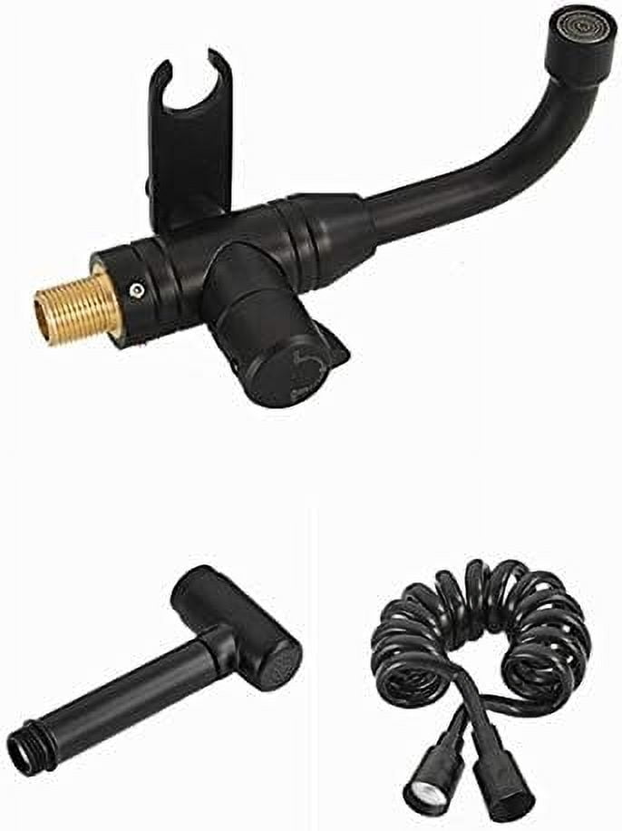 Wall Mount Bidet Sprayer Faucet Set with Cold Water Black Brass Handheld Toilet Bidet Attachment Pressure Sprayer Single Handle Bidet Spray Set for Personal Hygiene