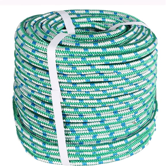 Labwork 16 Strand Braid Polyester Rope Nylon Pulling Rope Arborist Rigging Multipurpose Bull Rigging 1/2 Inch x 150 Feet Green White Blue