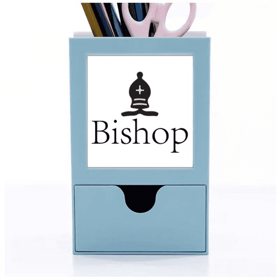 Bishop Black Word Chess Game Desk Supplies Organizer Pen Holder Card
