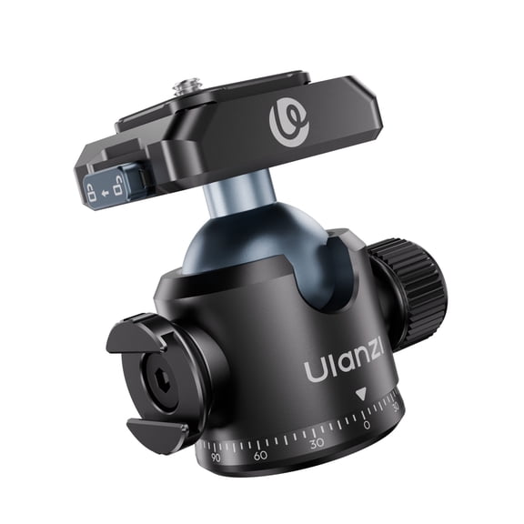Ulanzi T100 Tripod Ball Head, 360° Panoramic Rotation, Quick Release Plate, Aluminum Camera Ball Head for DSLR & Mirrorless Cameras, 6kg Load Capacity