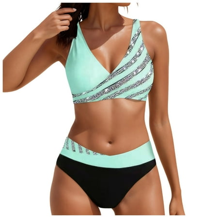 Women High Waisted Bikini Sets Tummy Control Swimsuits Two Piece Cheeky Swim Suits 2025 V-Neck Halter Ruched Bikinis Bottoms Bathing Suits