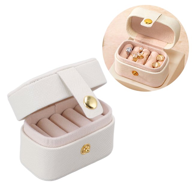 Mini Jewelry Travel Case, PU Leather Travel Jewelry Organizer Box Ring Storage Box Small Earring Case Portable Jewellery Storage Holder For Women Teen Girls Rings Earrings