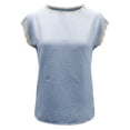 thumbnail image 5 of Women's Classic Loose Fit Solid Lace Trim Sleeveless Blouse with Round Neckline for Daily and Wear, M, Blue, 5 of 5