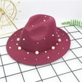 thumbnail image 3 of Charmgo Baseball Cap Clearance, Ladies Fashion Fedora Hat Panama Hat with Handmade Pearls Trucker Hat, Top Hats for Women Wine, 3 of 9