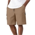 thumbnail image 5 of Fengqque Cargo Shorts for Men Elastic Waist Drawstring Quick-dry Plus Size Summer Shorts with Pockets Brown XXL(XXL), 5 of 9
