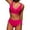 Pink, variant on Viikei Bikini Set Swimwear for Women Plus Size Summer 2 Piece Padded Solid Color Backless Beachwear Swimsuit