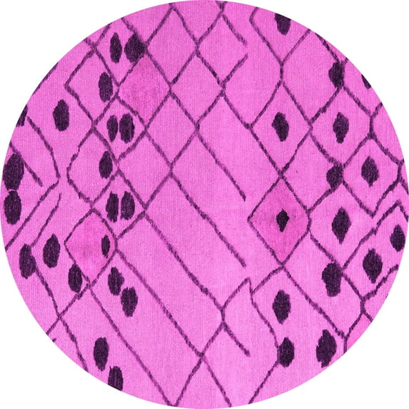 Ahgly Company Indoor Round Abstract Pink Modern Area Rugs, 5' Round