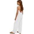 thumbnail image 4 of mgoYE Teen Girls Cotton Linen Pants Sets Solid Sleeveless Crewneck Tank Top Wide Leg Beach Trousers 2Pcs Kids Summer Outfit 3T 4T 5T 6T 7T 8T 9T 10T 11T 12T 13T 14T, 4 of 5