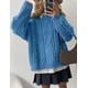 thumbnail image 3 of Suéter PRETTYGARDEN Oversized de Punto Trenzado Azul Talle M, 3 of 6