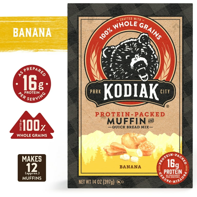 Kodiak Protein-Packed Banana Muffin and Quick Bread Mix, 14 oz Box