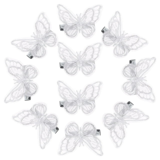 10Pcs Mariposas Pinza de pelo Bordado de encaje Mariposas Horquilla Accesorios para el cabello