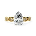 thumbnail image 2 of AFFY Solitaire Wedding Engagement Ring for Women, Center 8x6mm Pear Cut Lab Created Moissanite Beaded Stackable Band Promise Rings in 10K Solid Yellow Gold Jewelry Gift for Her, Ring 8.5, 2 of 6