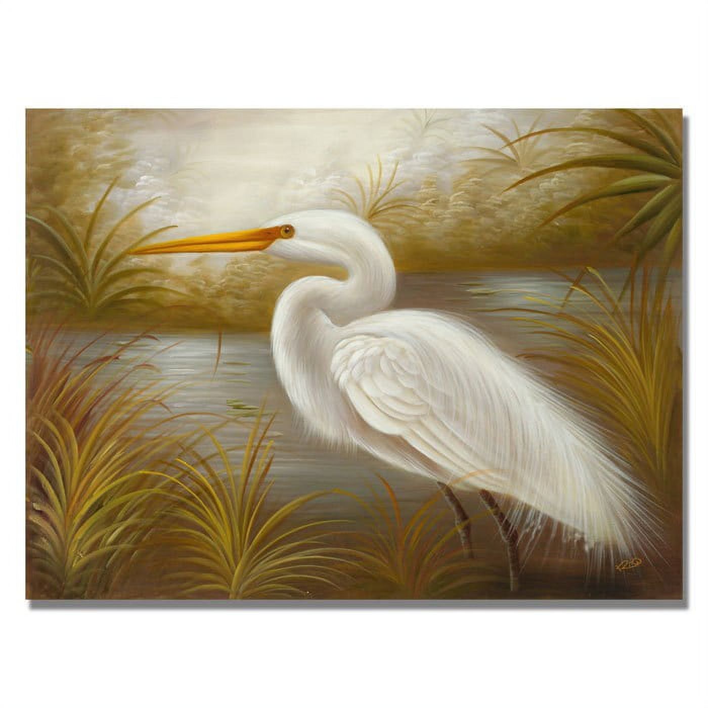 Trademark Fine Art "White Heron" Canvas Art