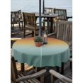 thumbnail image 2 of Outdoor Tablecloth with Umbrella Hole for Patio/Picnic/Party/Camping, Burnt Orange Teal Ombre Waterproof Table Cloth Round Cover Washable, Modern Gradient Abstract Art (Dia 54"), 2 of 8