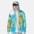 thumbnail image 3 of Fotbe World Map With Animals Landmarks Men's Women's UPF 50+ Sun Protection Jacket Hooded Cooling Shirt with Pockets Hiking Outdoor Performance-Large, 3 of 8