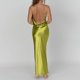 thumbnail image 5 of Vestido Suspendido Vestido de tirantes de mujer sin espalda elegante sexy delgado vestido largo dividido (verde S) Cgtredaw para Mujer Verde T S, 5 of 9