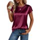 thumbnail image 1 of TaTaai Women's Lightweight Satin Blouse Round Neck Short Sleeve Business Casual Wear Sheen Fabric Office T-shirt Style Top Gift, 1 of 7