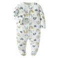 thumbnail image 6 of QEFJNO Newborn Baby Girls' 3-pack Sleep and Play Footies Pajamas One-Piece Sleeper Button Jumpsuit Cotton Rainbow PJs, 6 of 14