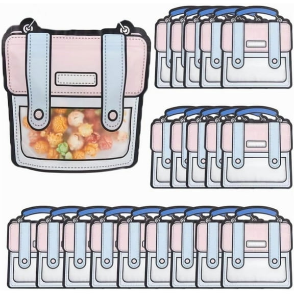 20Pcs 18x21cm Backpack Treat Bags Back to School Goodie Bags Bulk Reusable Birthday Party Favor Bag with Handle Resealable Cartoon Candy Bags