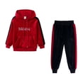 thumbnail image 2 of IROINNID Clearance Baby Boy Girl Pants Long-sleeved Hooded Long Sleeved Trouser Sports Suit,Red, 2 of 9