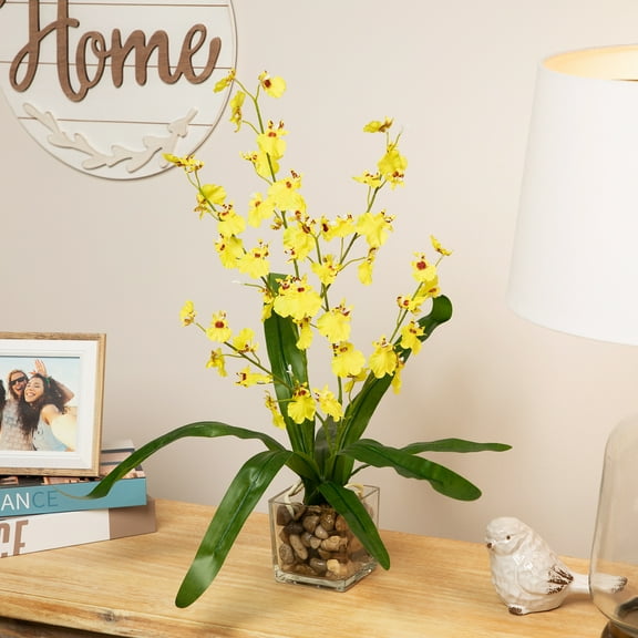 Northlight 23.5" Dancing Lady Orchid Silk Flower Artificial Potted Plant - Yellow