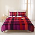 thumbnail image 3 of King Quilt Set 96''x106'', Red Purple Lightweight Bedspread Coverlet Set with 2 Pillow Shams, Modern Striped Plaid Abstract Oil Painted Breathable All Season Quilt Bedding for Bedroom/Guest Room, 3 of 9