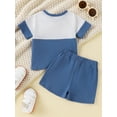 thumbnail image 4 of Musuos Baby Boys Summer Shorts Sets 3 6 12 18 24Months Short Sleeve Contrast Color Tops and Drawstring Shorts Sets Casual Clothes, 4 of 10