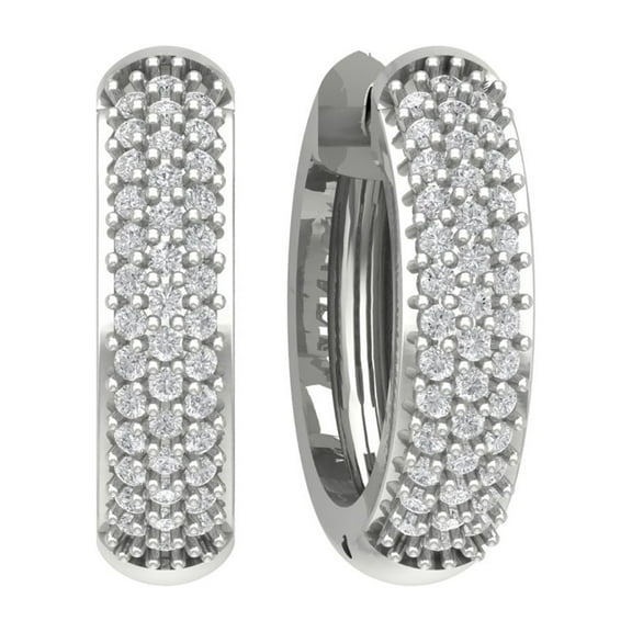 14K White Gold Diamond Hoop Earrings (1/4 cttw, I-J Color, I2-I3 Clarity)