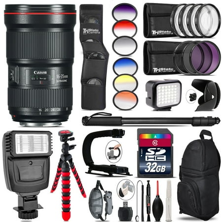 Canon 16-35mm 2.8L III USM Lens + Color Set + LED Light - 32GB Accessory Bundle (International Version)