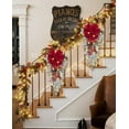 thumbnail image 5 of laqbezok Christmas Teardrop Swag with Lights, 23" Red Artificial Christmas Swag with Velvet Bow and Baubles, Artificial Winter Swag Garland for Outdoor Front Door Window Stair Decoration (Red), 5 of 7