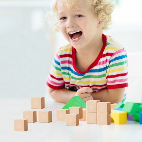 10Pcs Building Block Wooden Square Ornament Home DIY Decor Education Kids Toy