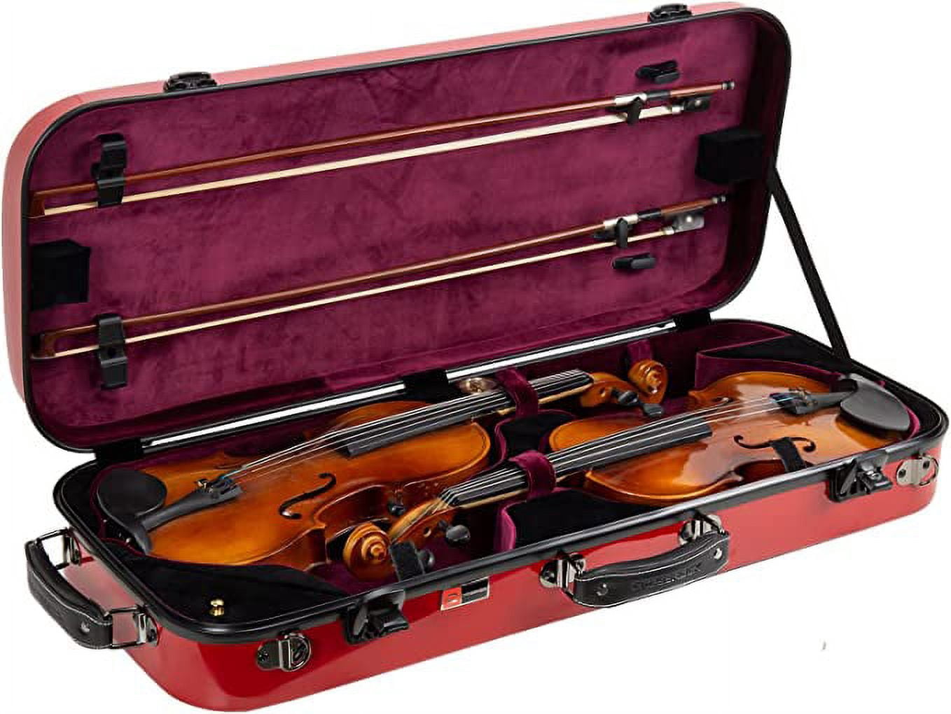 Crossrock Fiberglass Double Case for Two Full-Size Violins with TSA Lock