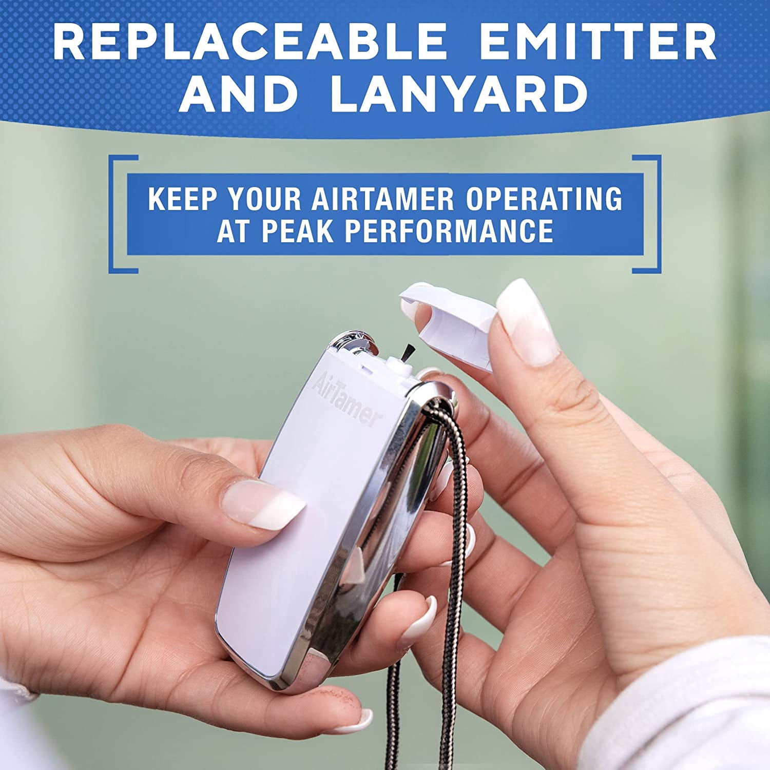AirTamer A320W Rechargeable Personal Air Purifier with Ionic Technology, Portable Wearable Air Cleaner, White with Leather Travel Case