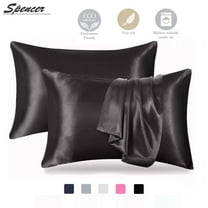 Spencer Black Satin Pillowcases, Queen, (2 Count)