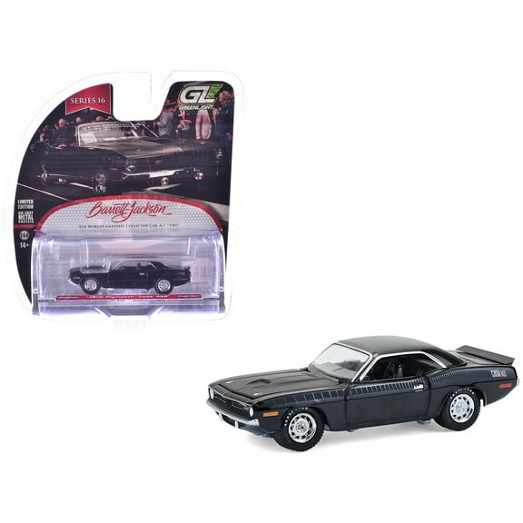 1970 Plymouth 'Cuda AAR Black with Gray Stripes "Barrett-Jackson" Series 16 1/64 Diecast Model Cars by Greenlight