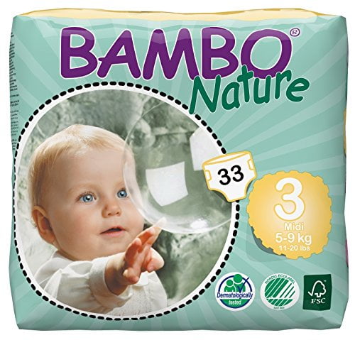 Sizes 3-6 Saver's Bundles Bambo Nature Baby Diapers Classic GREEN 