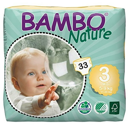 Bambo Nature Baby Diapers Classic, Size 3 (11-20 lbs), 198 Count (6 Packs of