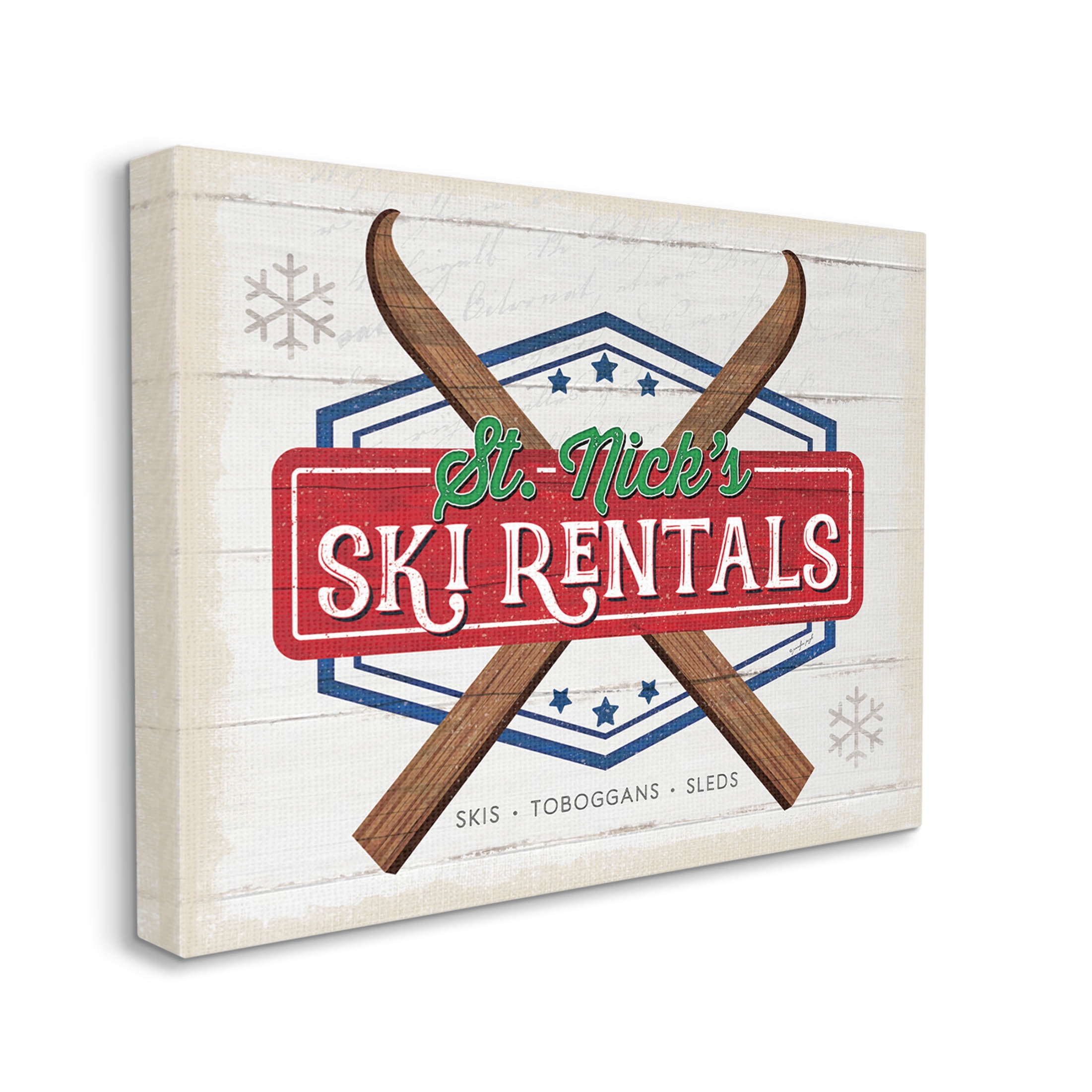 Stupell Industries St. Nick's Ski Rentals Vintage Graphic Art Gallery Wrapped Canvas Print Wall Art, Design by Jennifer Pugh