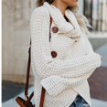 thumbnail image 2 of Suéter de punto irregular de manga larga con abertura distintiva y cuello redondo para mujer de estilo europeo y americano para otoño e invierno, 2 of 6