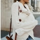 thumbnail image 2 of Suéter de punto irregular de manga larga con abertura distintiva y cuello redondo para mujer de estilo europeo y americano para otoño e invierno, 2 of 6