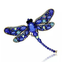 HOOUN Fashion Animal Insect Bee Spider Pearl Crystal Brooch Pin Women Men Jewelry Gift-#33 Blue Dragonfly