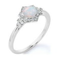 thumbnail image 5 of JeenMata 1.75 ct Round Cut Lab Created Opal and Moissanite Nature Inspired Promise Ring in 18k White Gold over Silver, 5 of 7