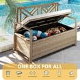 thumbnail image 5 of DWVO 70 Gallon Outdoor Storage Bench With Cushion, All-Weather PE Rattan Deck Box, Wicker Storage Seat Box for Patio Furniture, Outdoor Cushions, Pool Storage and Garden Tools - Brown, 5 of 6
