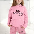 thumbnail image 2 of SUXIAN Children Boys and Girls Long Sleeve Letter Printed Lightweight Hoodie Sweatshirts and Long Pants Set Outfit Cozy Outfits Sweatsuits Sets Pink 120, 2 of 7