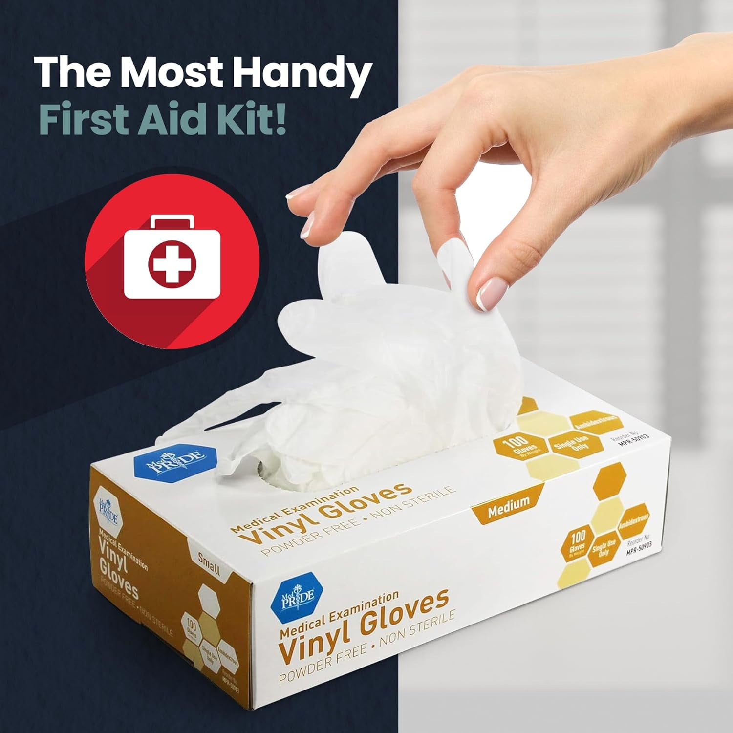 MEDPRIDE Disposable Vinyl Clear Examination Gloves, Latex & Powder Free, Medium, 100-Count – Durable Cleaning Gloves