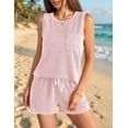 thumbnail image 3 of Ekouaer Two Piece Summer Outfits 2 Piece Sets Cruise Lounge Set Sleeveless Tank & Shorts Pajama Set with Pockets, 3 of 6