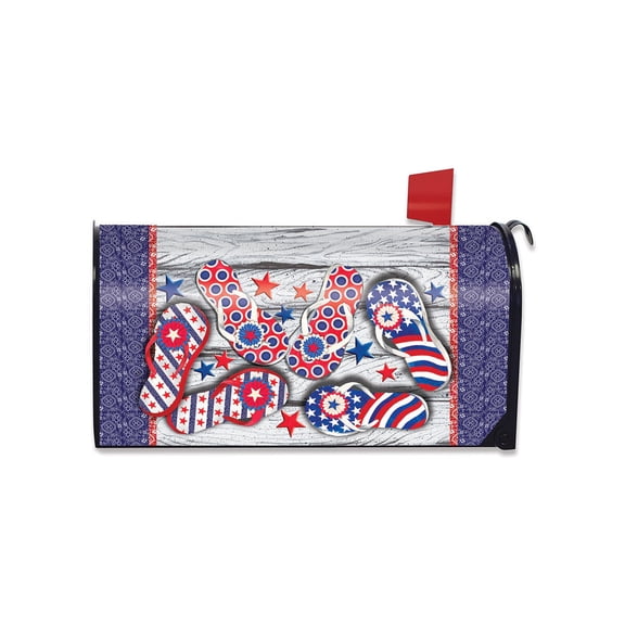 Briarwood Lane Mailbox Cover  - Standard Size - Freedom Flip Flops Summer For Summer Mailbox Cover
